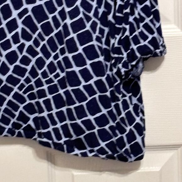 Michael Michael Kors | Keyhole Giraffe Print Navy Blue Long Sleeve Blouse Size L - Picture 5 of 16